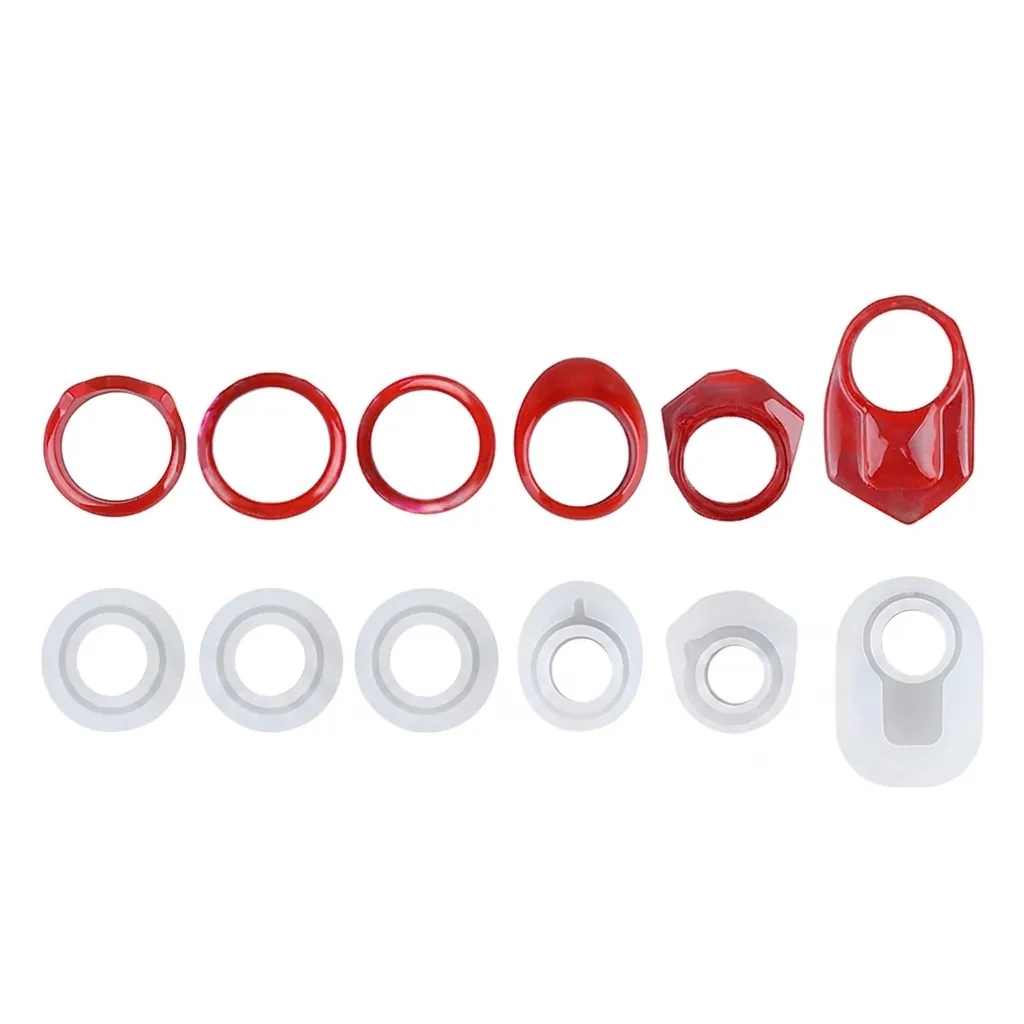 Stampo In Silicone Per Anelli Gioielli DIY Resina Colata Forme Orecchie Gatto Sfaccettate Effetto Specchio Hobby