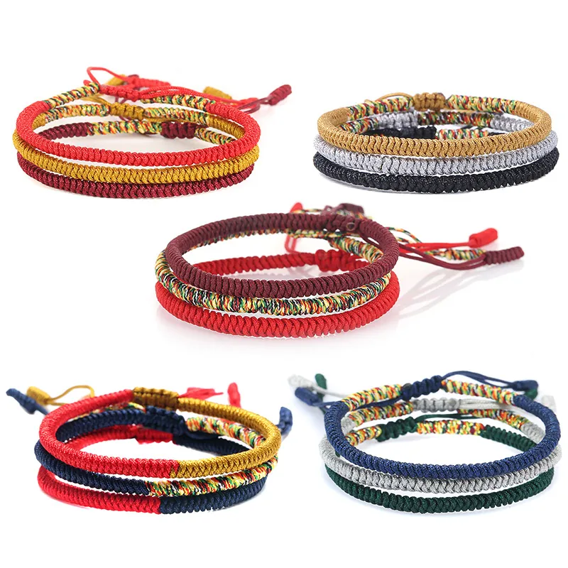 Handmade Woven Bracelet Vajra Knot Cord Adjustable Ethnic Style Lucky Jewelry Gift For Men Women