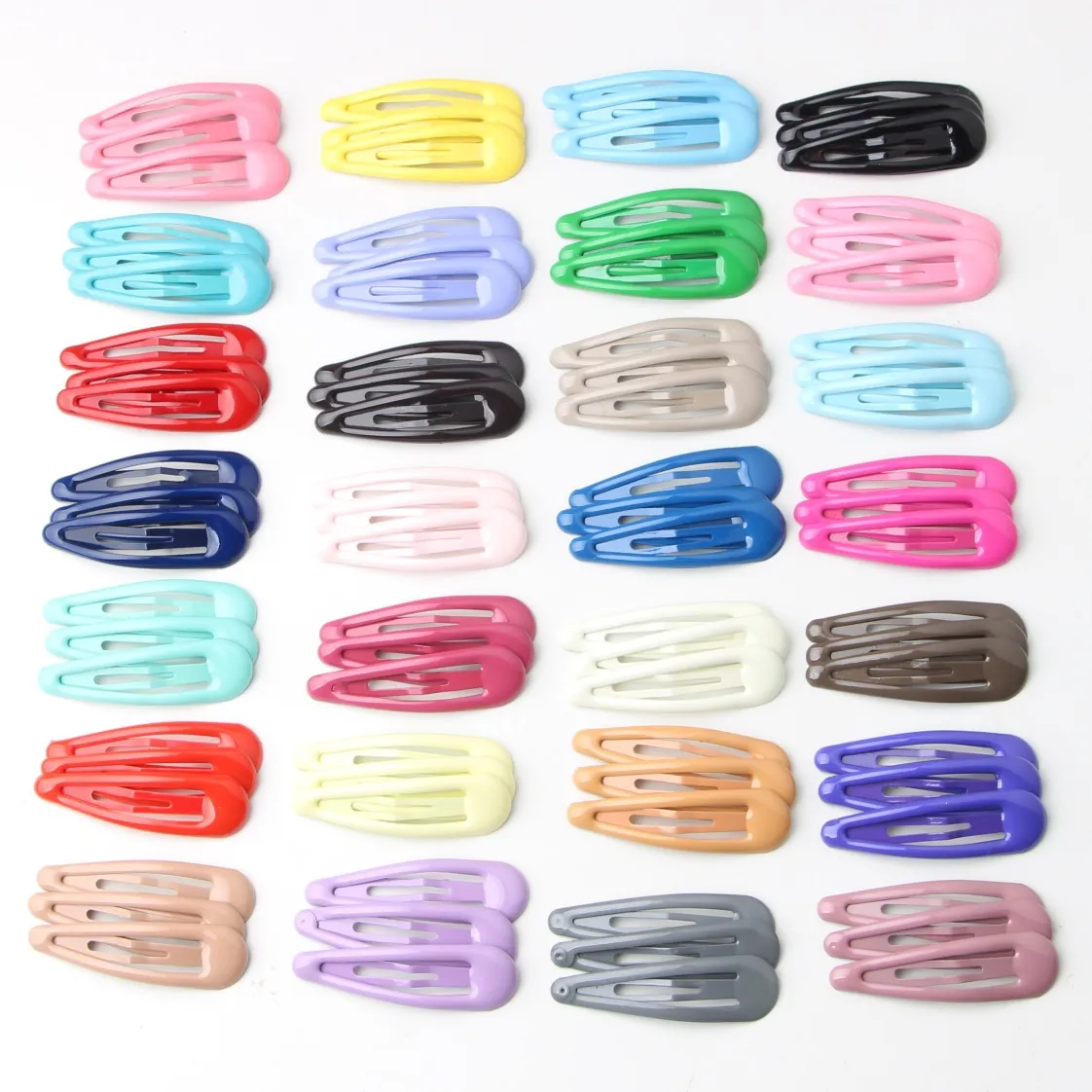 Kids Hair Clips Metal Colorful Snap BB Barrette Candy Color Teardrop Shape Non-Slip Hair Accessories For Girls