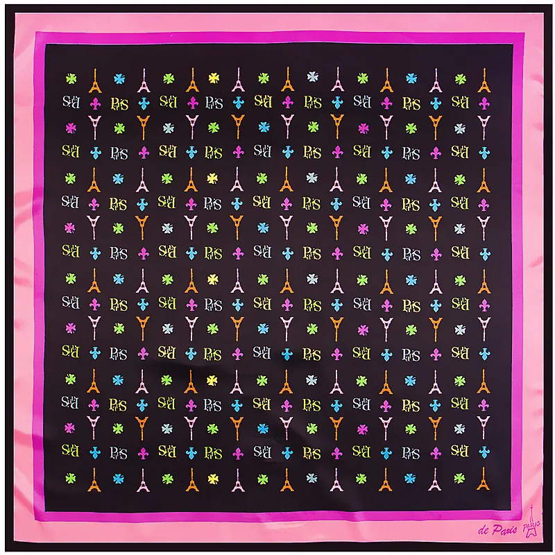 Foulard Quadrato Grande in Raso da Donna Stampa Floreale Tour Eiffel Parigi Foulard Silky per Capelli e Collo Accessorio Moda Donna