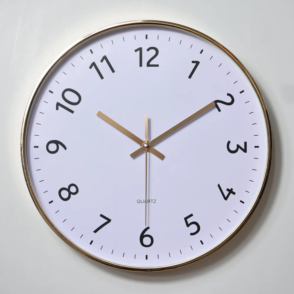 Round Wall Clock Plastic Silent Quartz Movement Modern Minimalist For Living Room Bedroom Office Accurate Timekeeping