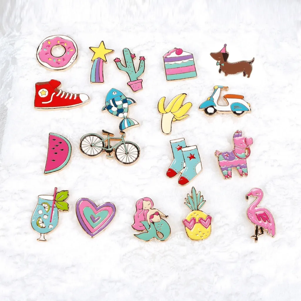 Cartoon Enamel Brooch Pin Alloy Oil Dripping Cute Animal Fruit Object Shape Backpack Clothing Decor Fashion Jewelry
