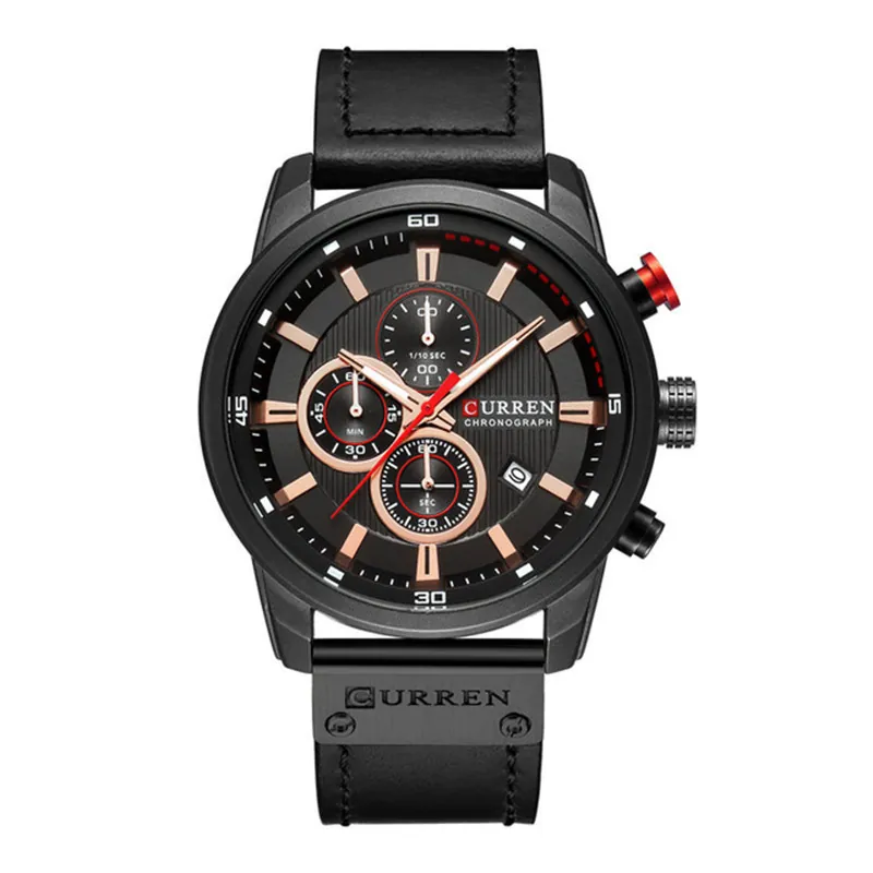 Curren 8291 Men Business Chronograph Watch Faux Leather Strap Waterproof Date Multi-Dial Quartz Wristwatch Men Jewelry