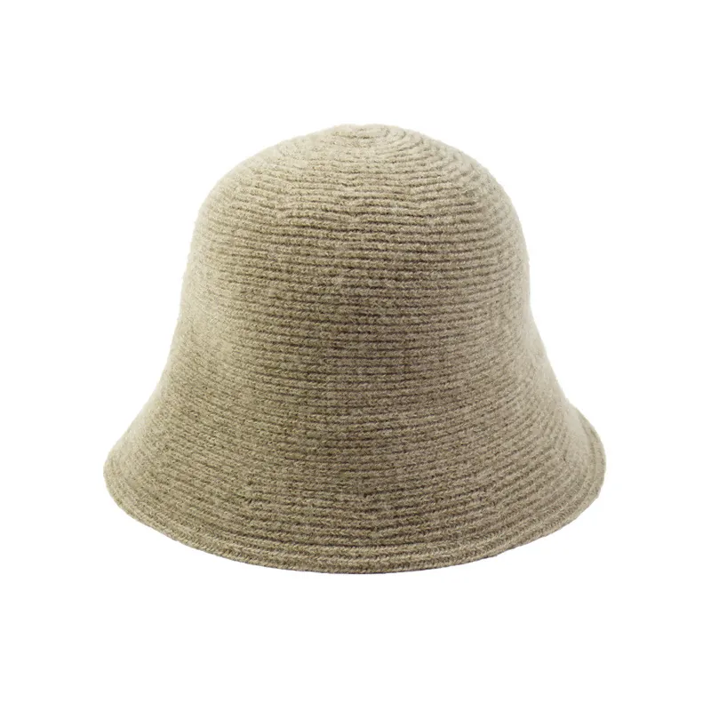 Cappello Alla Pescatora In Maglia Da Donna Inverno Caldo Pieghevole A Righe Cappello Cloche Tesa Larga Poliestere Tinta Unita
