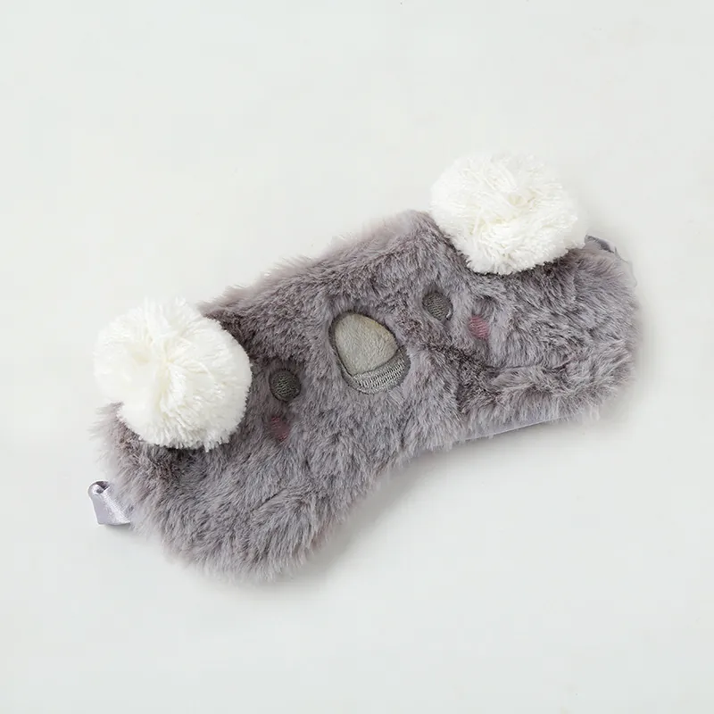 Cartoon Animal Plush Sleep Mask With Satin Back Soft Shading Eye Cover For Sleeping Koala Rabbit Alpaca Design Comfort