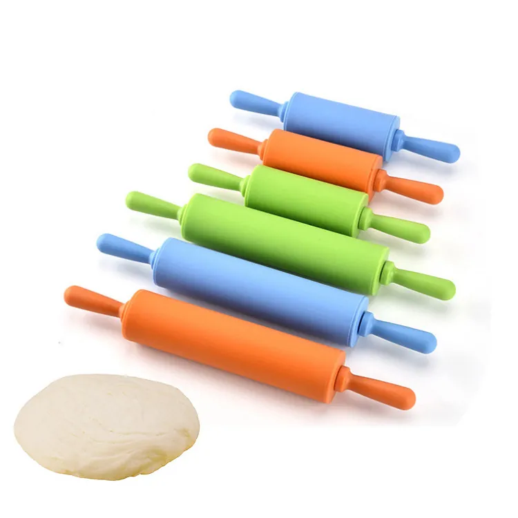 Non-Stick Silicone Rolling Pin Rotatable Dough Roller For Baking Pastry Pizza Dumplings Kitchen Tool