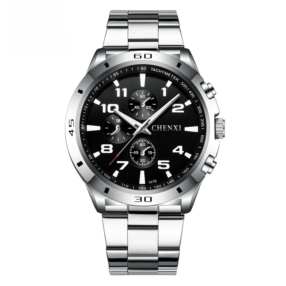 Montre Homme Quartz Affaires Bracelet Acier Inoxydable Lumineuse Étanche Sport Décorative Multi Cadrans CX-027B