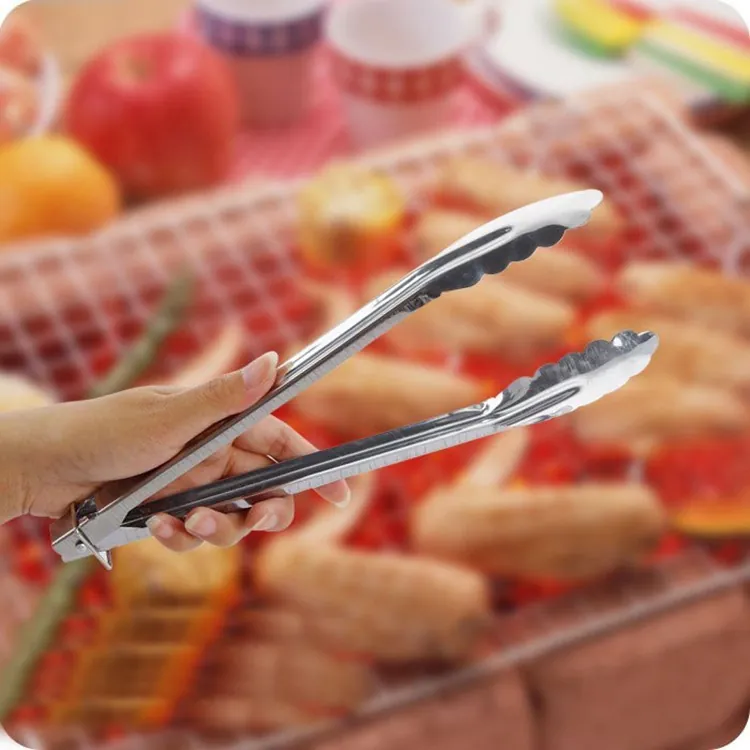 Pince Alimentaire En Acier Inoxydable Pince À Barbecue Avec Bord Dentelé Et Anneau De Verrouillage Outils De Cuisine