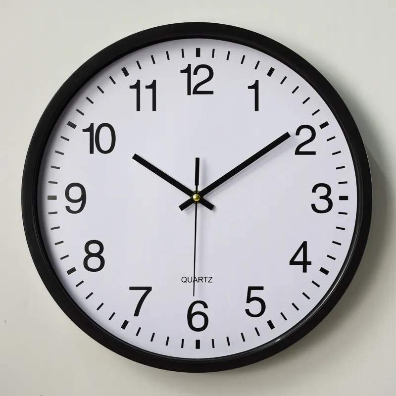 Round Plastic Wall Clock Silent Quartz Movement Minimalist Modern Bedroom Living Room Office Decor Large Arabic Numerals