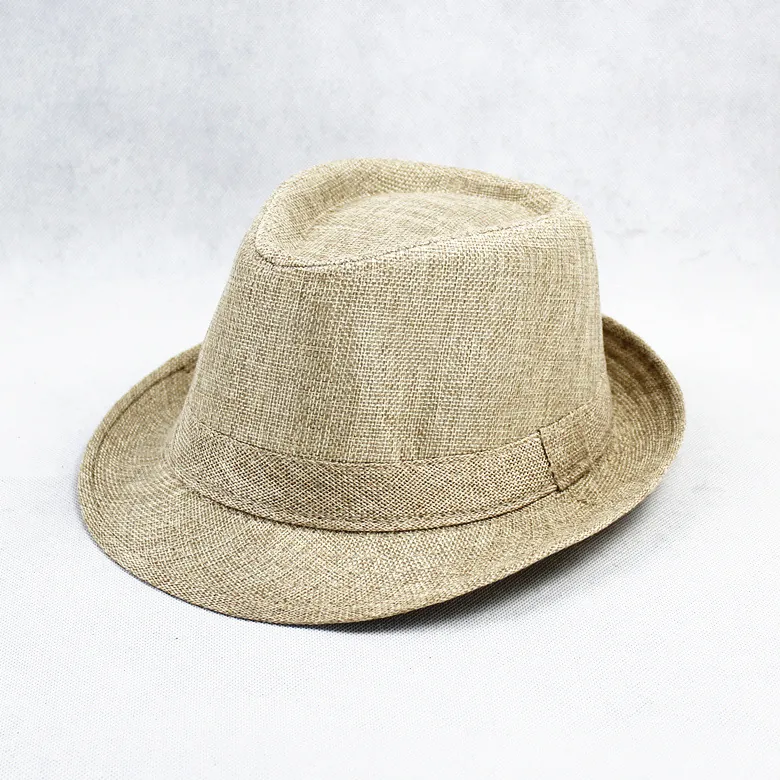 Fedora Hat Braided Polyester Breathable Sun Protection Summer Beach Retro Jazz Style For Men Women
