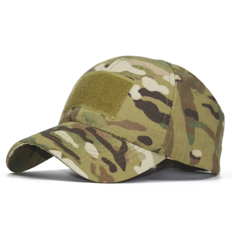 Casquette De Baseball Camouflage Tactique Réglable Style Militaire Extérieur En Toile De Coton Avec Zone Velcro