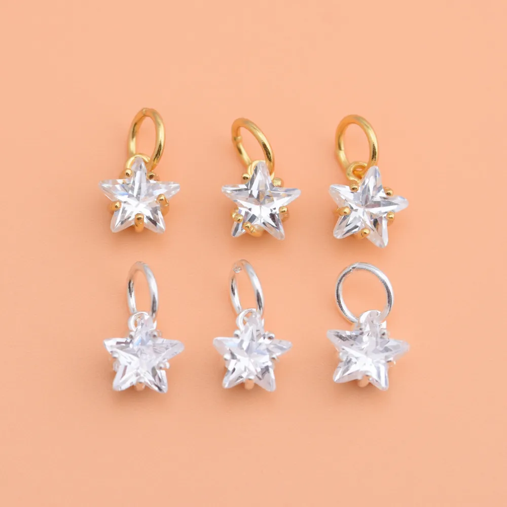 925 Sterling Silver Mini Star Pendant Inlaid Zirconia Five Pointed Star DIY Jewelry Accessories For Necklace Bracelet Women