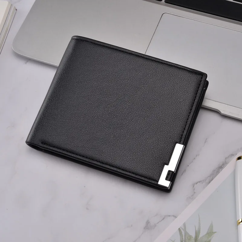 Portafoglio Corto Bifold Da Uomo Pelle PU Business Classico Orizzontale Quadrato Con Slot Per Carte