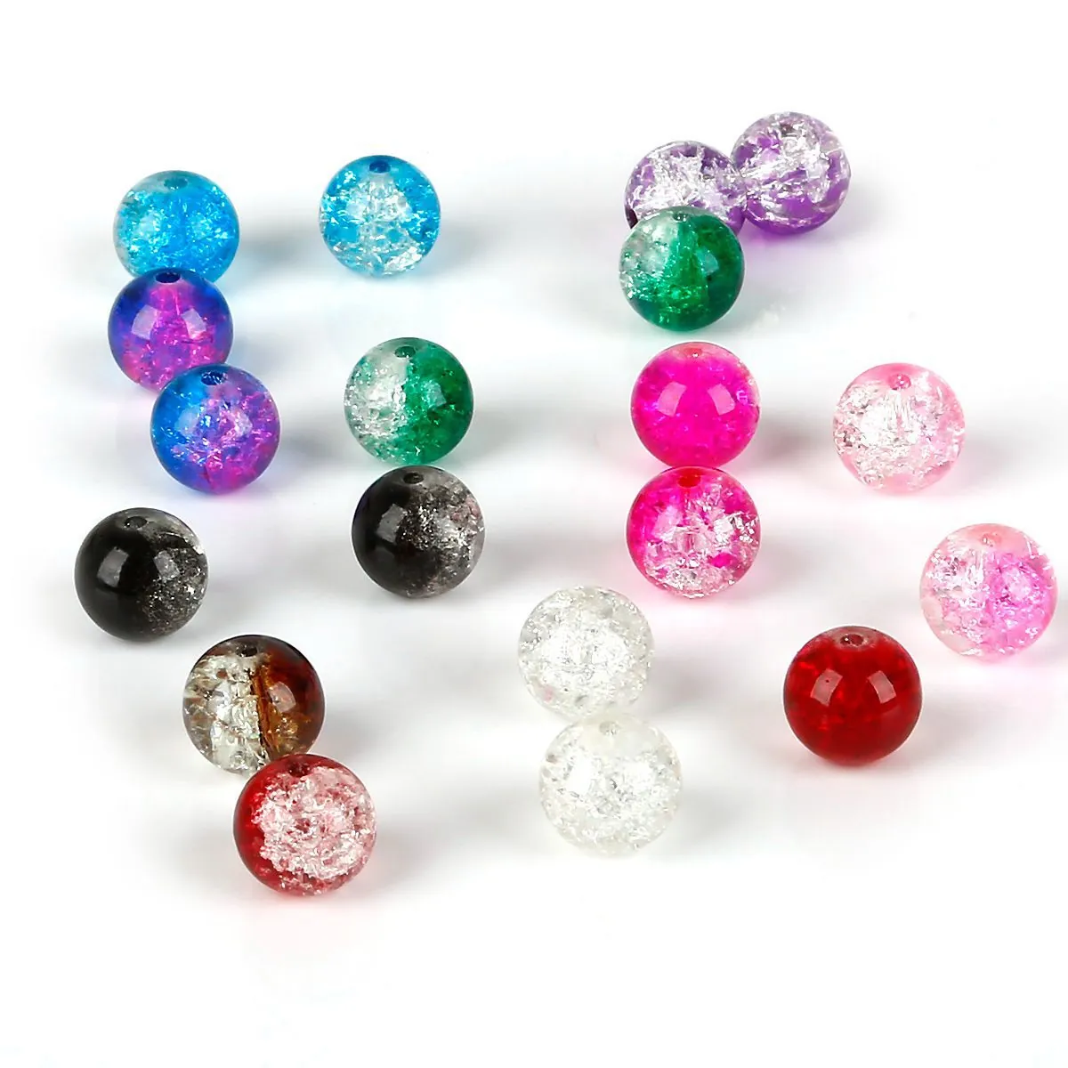 Round Glass Crackle Beads For DIY Jewelry Making Bracelets Necklaces Mixed Colors Loose Beads Craft Accessory