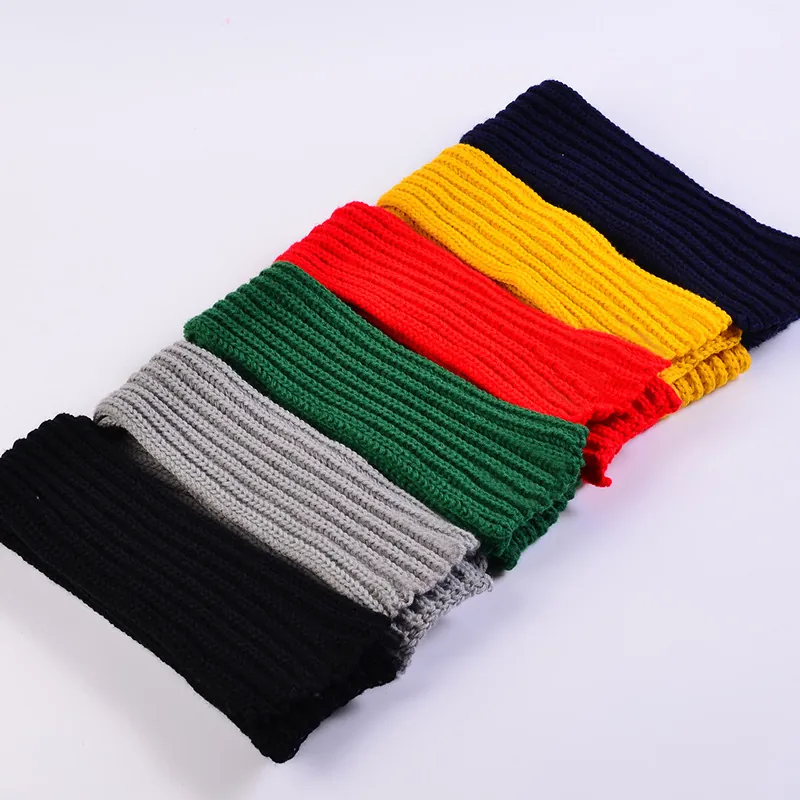Écharpe en Tricot Chaude d'Hiver pour Enfants Couleur Unie en Laine Acrylique Style Coréen Simple Douce Écharpe pour Garçons Filles Bébé