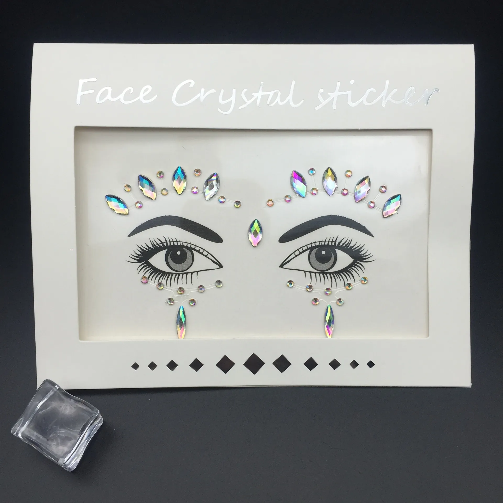Face Crystal Sticker Iridescent Acrylic Resin Rhinestone Jewels Self Adhesive Temporary Tattoo For Music Festival Party Makeup