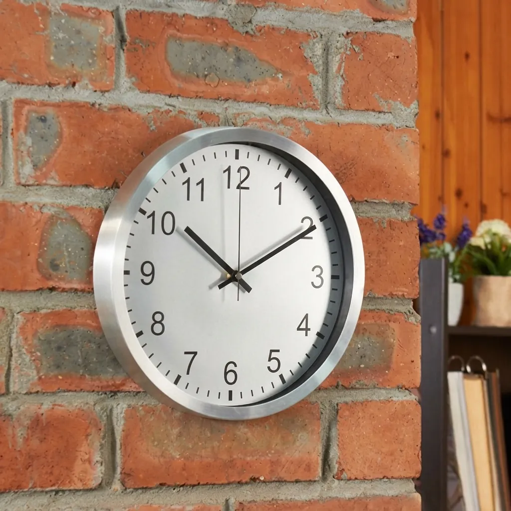 Round Wall Clock Silent Quartz Movement Stainless Steel Brushed Frame Modern Minimalist Design For Home Office Decor