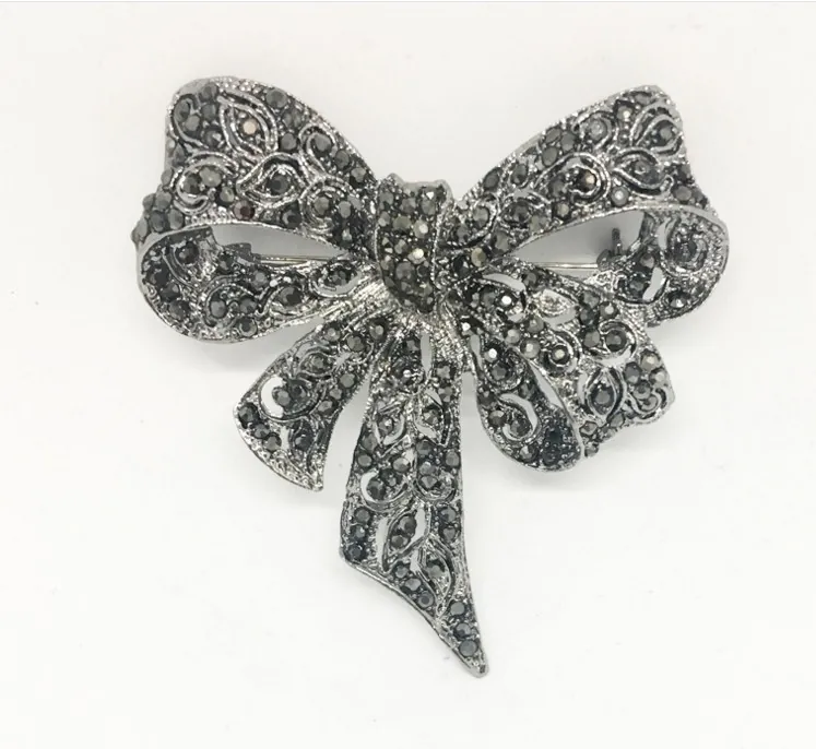 Retro Vintage Brooch Pins For Women Alloy Marcasite Rhinestone Bow Flower Leaf Sun Design Elegant Jewelry Gift