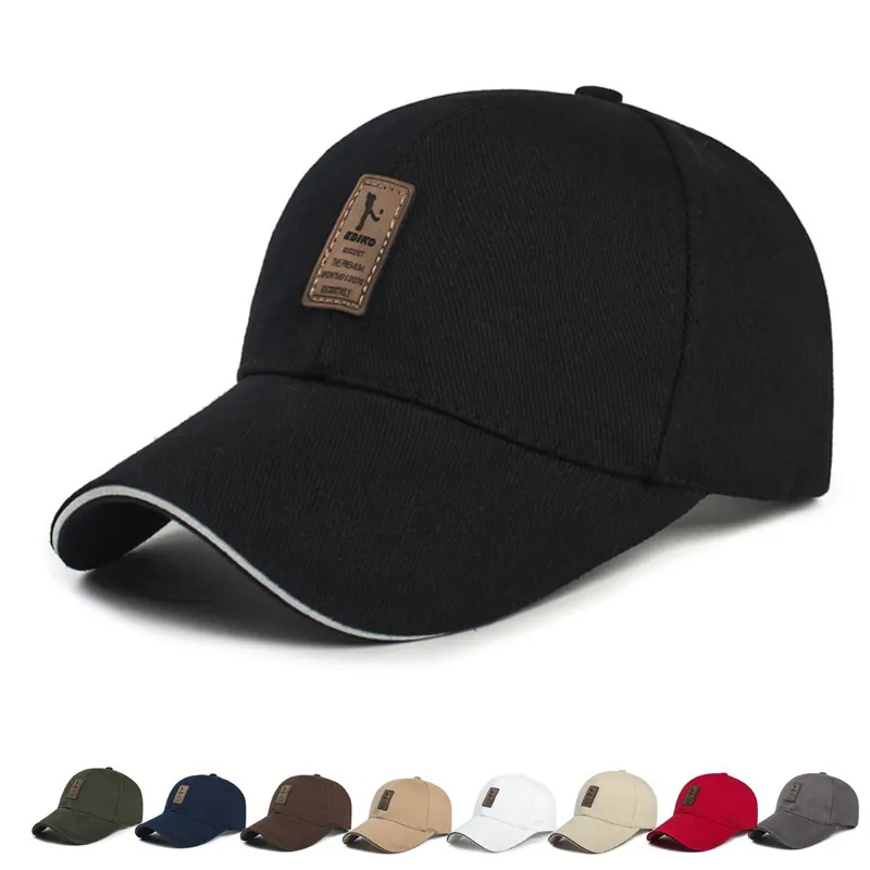 Gorra De Béisbol De Algodón Para Hombres Mujeres Ajustable Retro Casual Sombrero De Protección Solar Con Parche De Cuero
