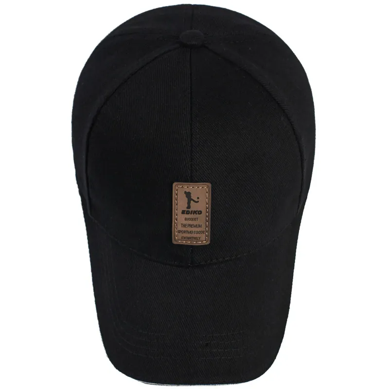 Gorra de Béisbol de Algodón para Hombre Sombrero de Protección Solar Casual al Aire Libre Ajustable Color Sólido Deportivo con Parche de Cuero