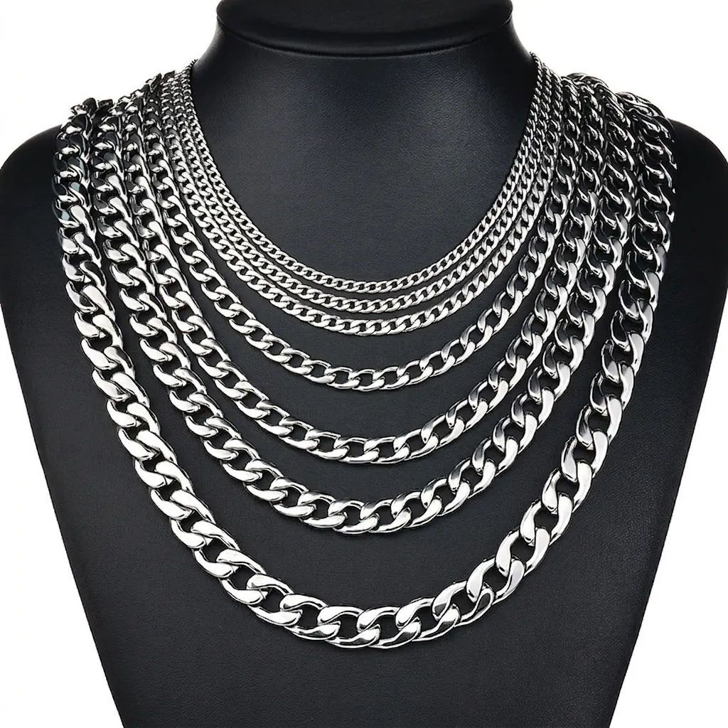 Collana Catena Curb Acciaio Inossidabile Maglia Cubana Stile Hip Hop Punk Gioielli Minimalisti Per Uomini Donne