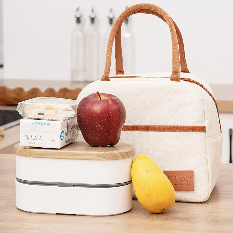 Borsa Pranzo Isolata Tessuto Oxford Alluminio Termica Portatile Borsa Frigo Per Ufficio Scuola Picnic Stile Minimalista