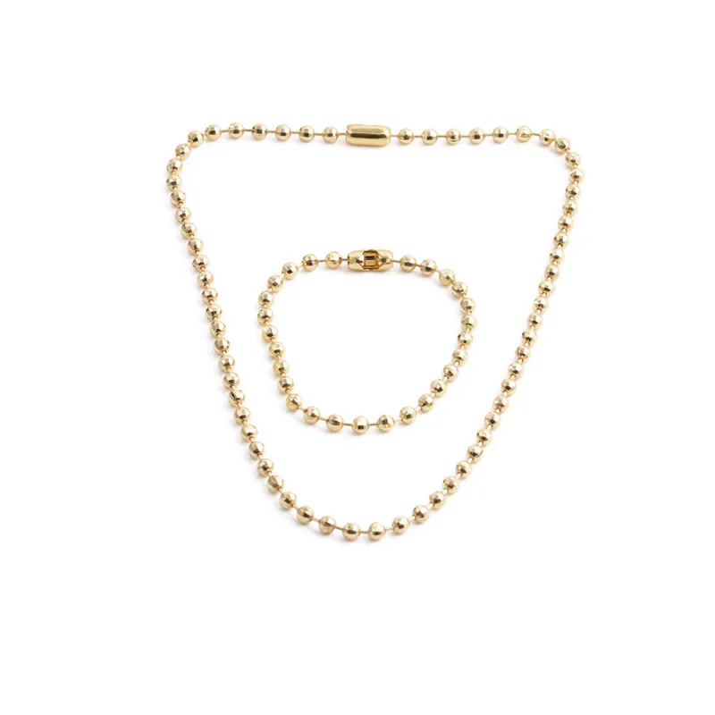 Collier Et Bracelet En Perles De Cuivre Facettées Dorées Bijoux De Mode Simple Pour Femmes Accessoires Élégants