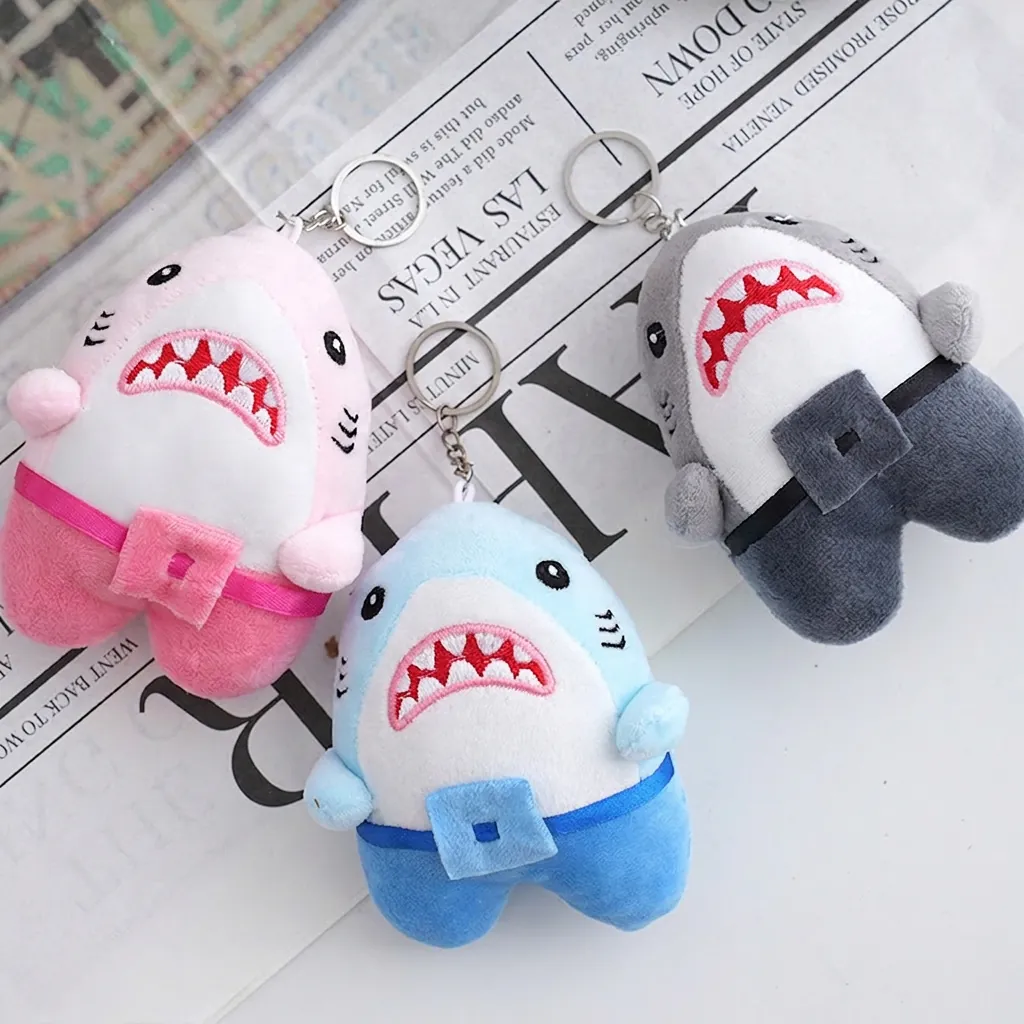 Cute Shark Plush Keychain Soft Velvet Stuffed Animal Pendant Bag Charm Decoration Cartoon Toy Novelty Gift For Women Teens