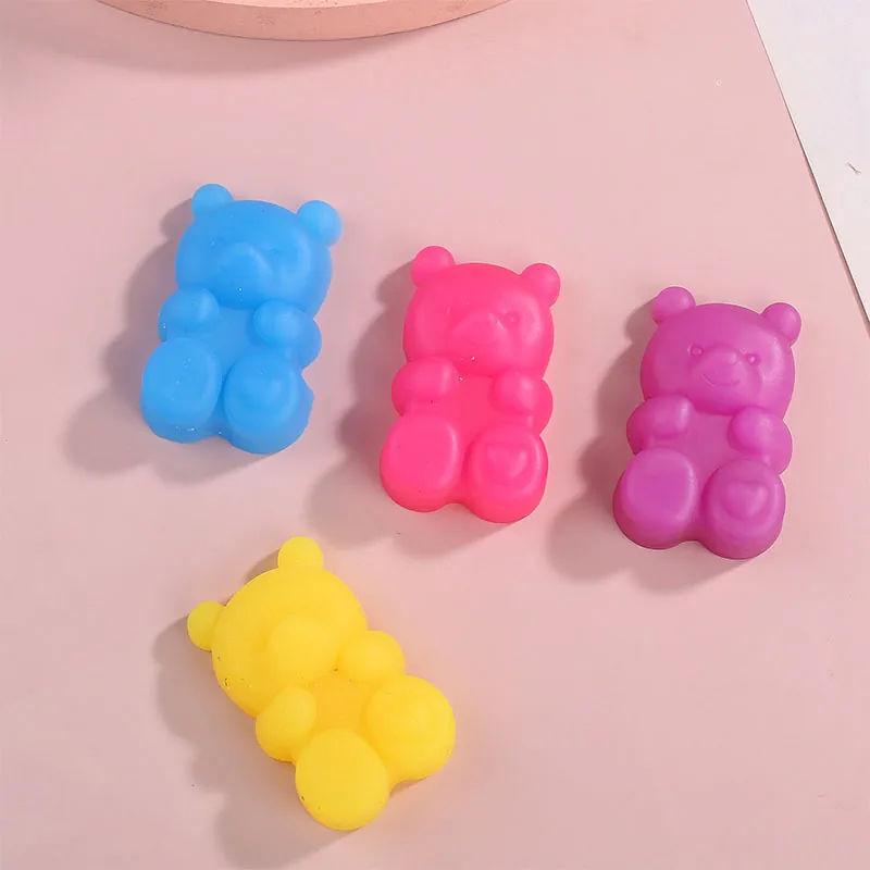 Cute Bear Squishy Toy Soft TPR Stress Relief Squeeze Sensory Toy Jelly Cartoon Animal For Kids Adults Home Decor