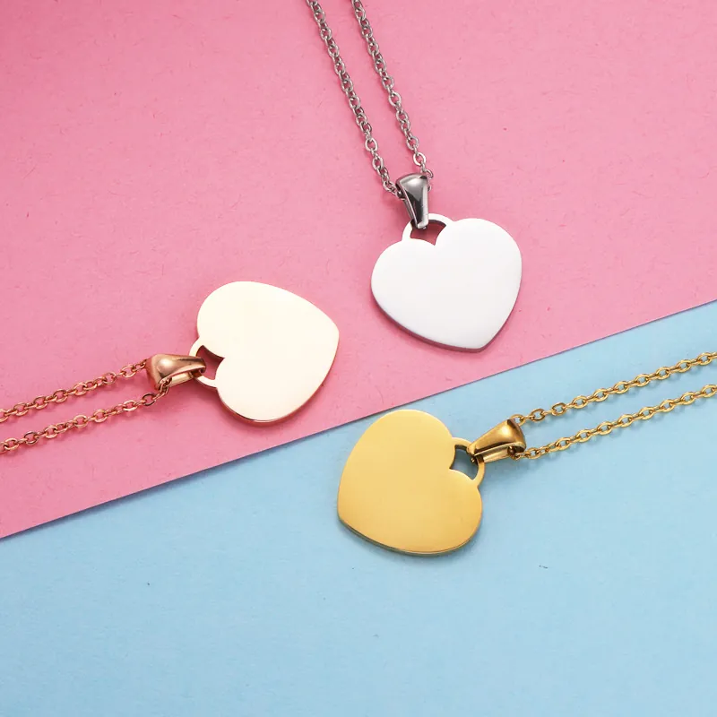 Collana Con Pendente A Cuore In Acciaio Inossidabile Minimalista Gioielli Di Coppia Semplici Per Donne E Uomini
