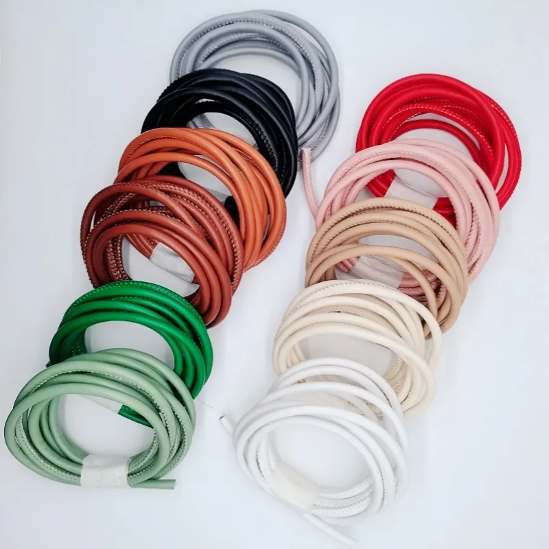 Round PU Leather Bag Strap Cord With Stitching DIY Replacement Shoulder Handle Rope For Handbags Purses Fashion