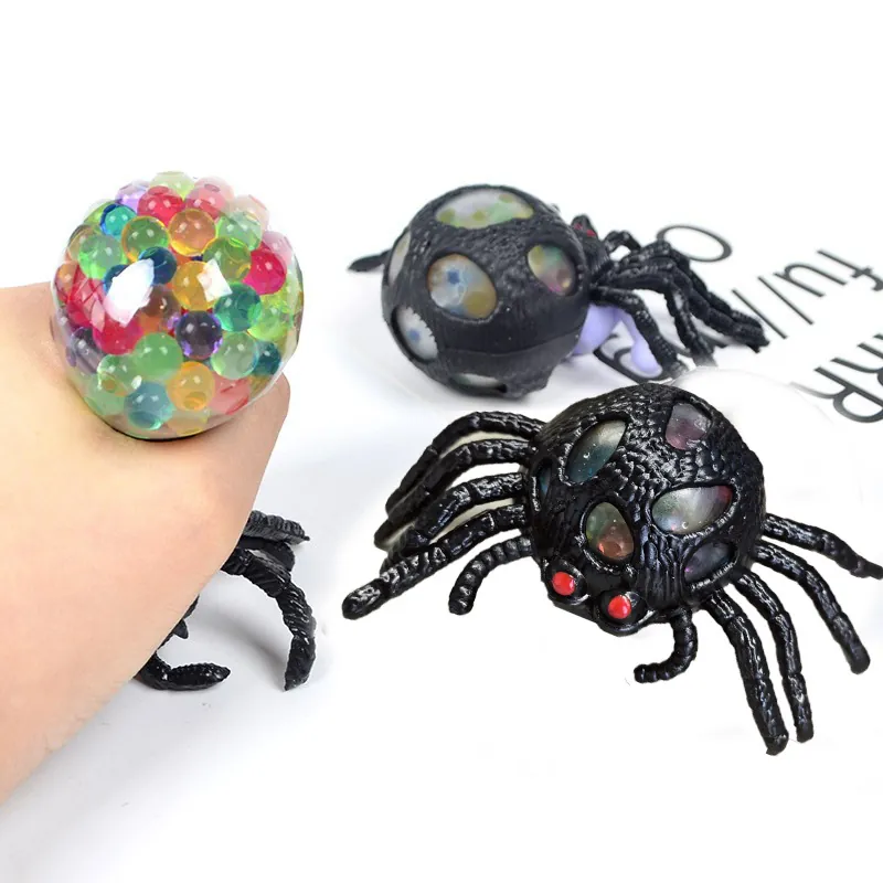 Halloween Spider Bat Squeeze Toys TPR Stress Relief Balls With Colorful Water Beads Soft Sensory Fidget Toy Gag Gifts