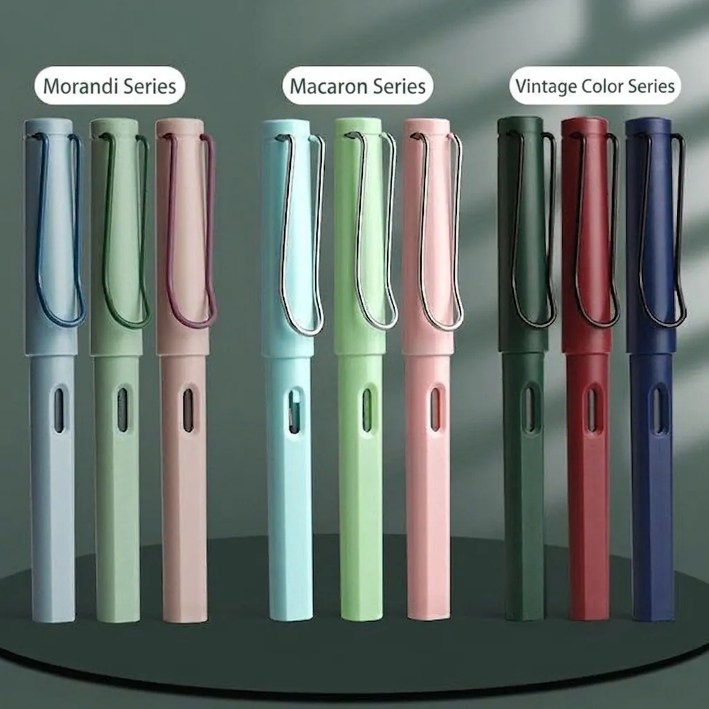 Stylo Plume Ergonomique Finition Mate Plastique Papeterie Fenêtre D'encre Visible Style Morandi Rétro Pour Étudiants