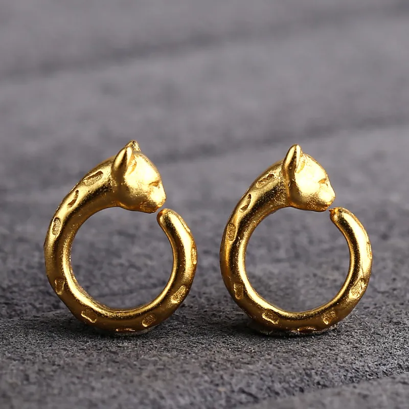 925 Sterling Silver Leopard Head Pendant Gold Plated Leopard Charm Vintage Animal DIY Jewelry Making Accessory For Women