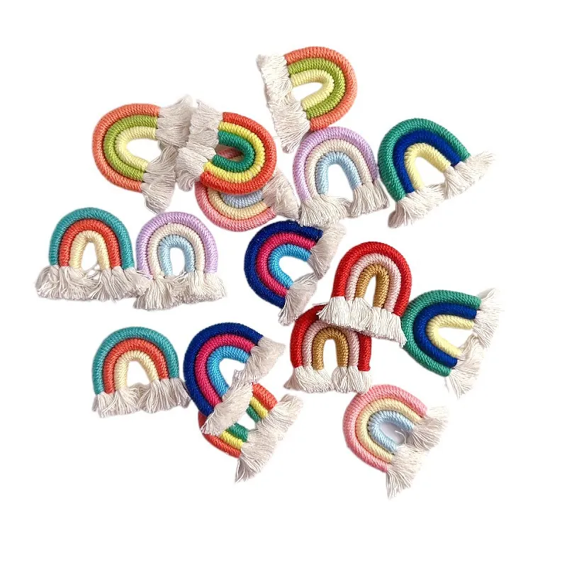 Handmade Woven Rainbow Charm Cotton Tassel Pendant DIY Decoration Bohemian Style For Bags Clothes Nordic Ins Creative Accessory