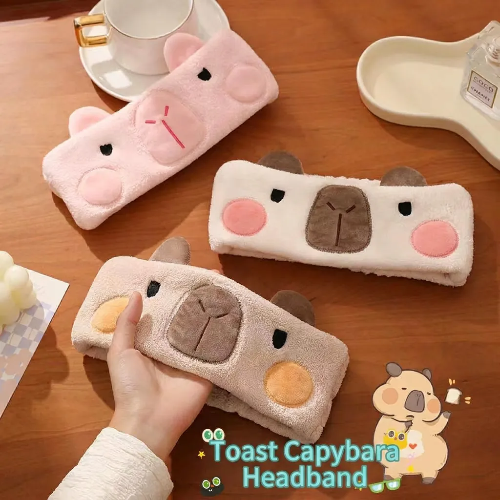 Bandeau Capybara Mignon En Peluche Doux Élastique Lavage Visage Maquillage Bandeau Spa Accessoire Cheveux Dessin Animé Femmes