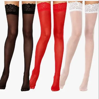 Calze Autoreggenti Trasparenti Taglie Forti Con Bordo In Pizzo E Fiocchi Sexy Calze Sopra Il Ginocchio Per Donna Da Discoteca Festa