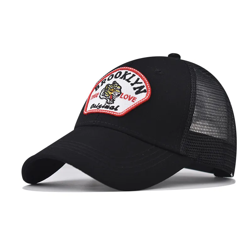 Trucker Hat Cotton Mesh Breathable Outdoor Sunshade Baseball Cap Brooklyn Tiger Embroidery Patch Adjustable Snapback Men