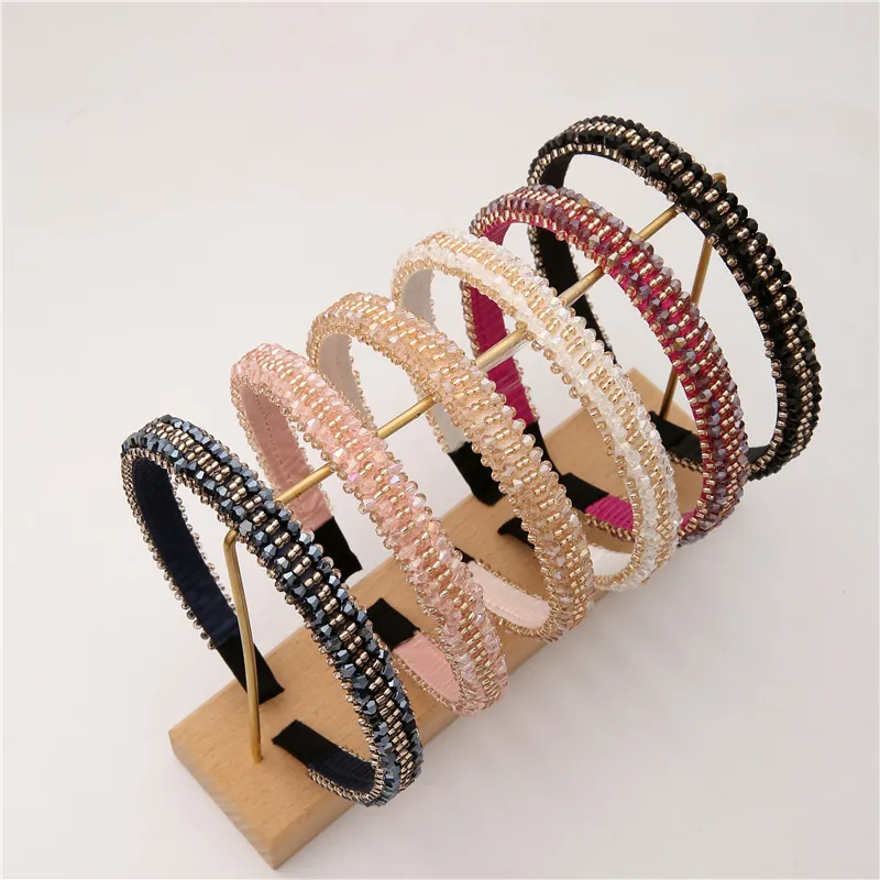 Baroque Crystal Beaded Headband Handmade Rhinestone Thin Hair Band Fashion Elegant Hair Accessories For Women