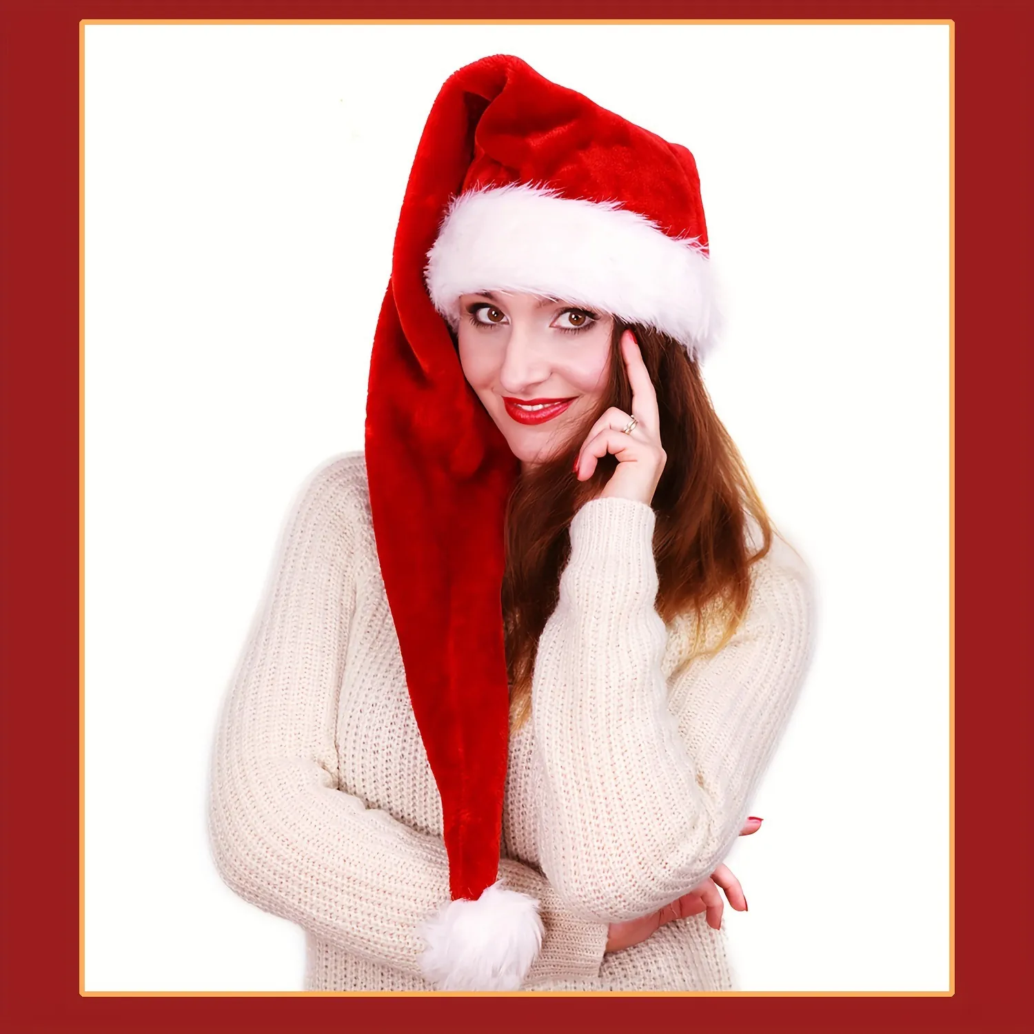 Bonnet De Noël En Peluche Longue Doux Fausse Fourrure Pour Fête De Vacances Décoration Nouvel An