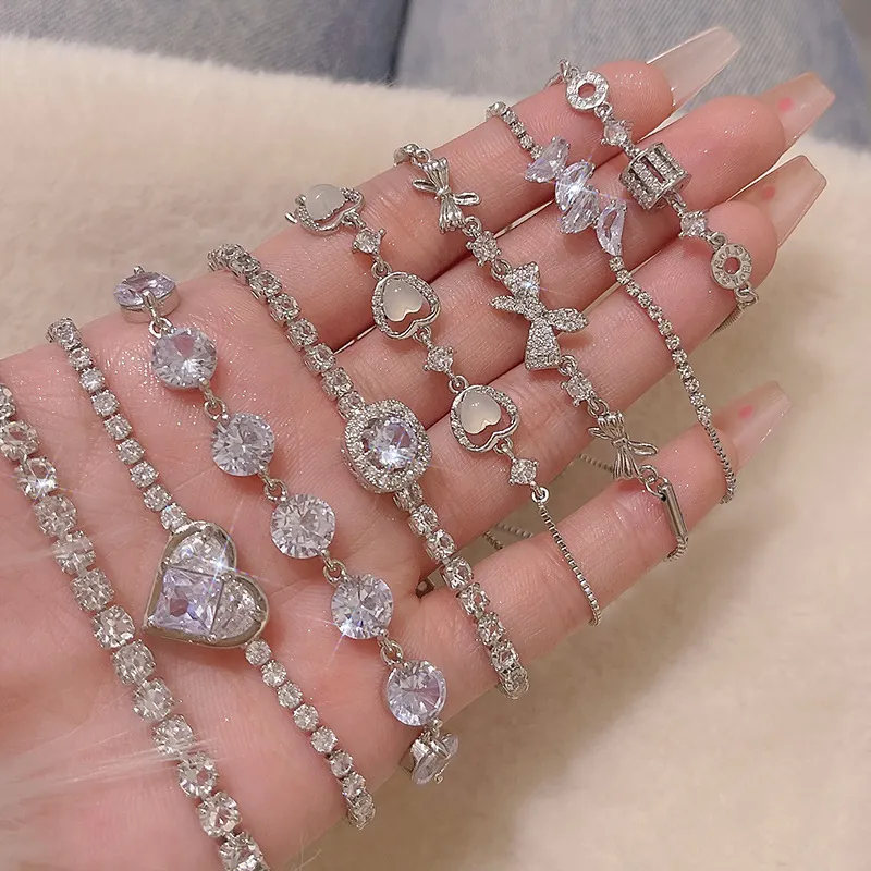 Exquisite Zircon Heart Butterfly Artificial Pearl Bracelet Adjustable Slide Clasp Elegant Fashion Jewelry For Women
