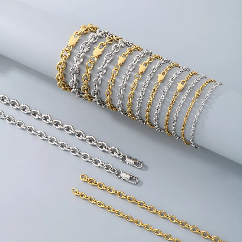 Minimalistische Edelstahl Halskette Und Armband Rund Polierte Rollo O-Ketten Glieder Mode Schmuck Für Herren Und Damen Unisex