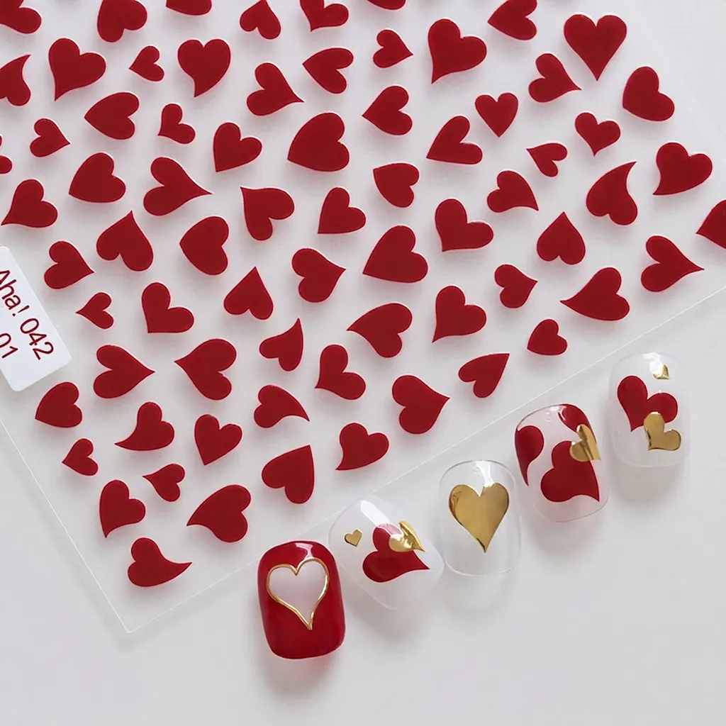 Heart Shaped Nail Art Stickers Self Adhesive French Style Decals DIY Manicure Decoration Romantic Sweet Cute For Women