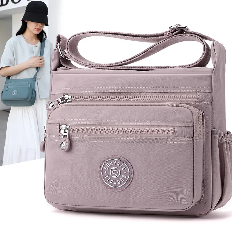 Women Crossbody Bag Waterproof Nylon Multi Pocket Lightweight Travel Shoulder Bag Casual Daily Messenger Handbag