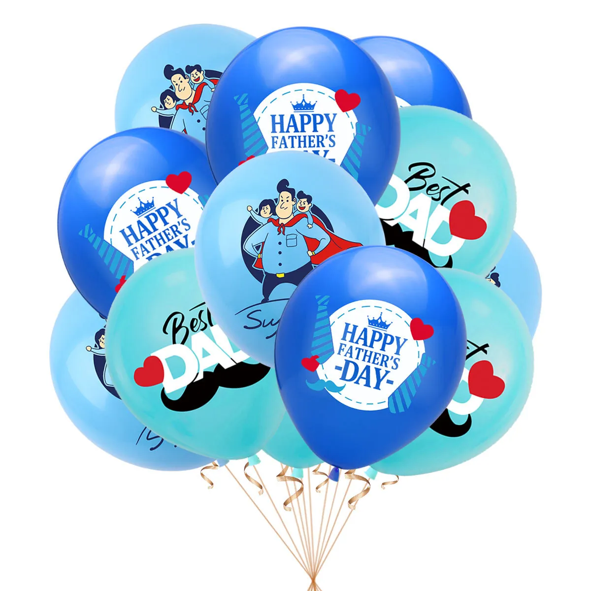Happy Fathers Day Balloons Round Latex Printed Blue Super Dad Best Dad Party Decoration Supplies Home Celebration