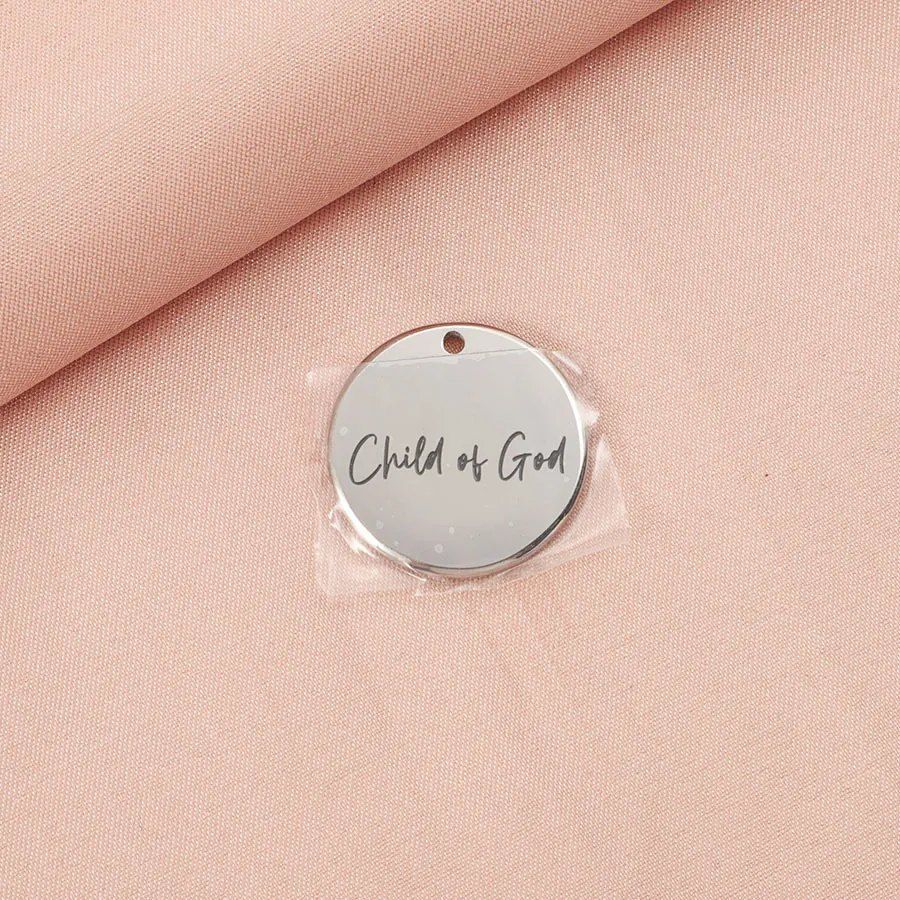 Round Disc Pendant 304 Stainless Steel Engraved Religious Quotes For DIY Jewelry Making Polished Finish