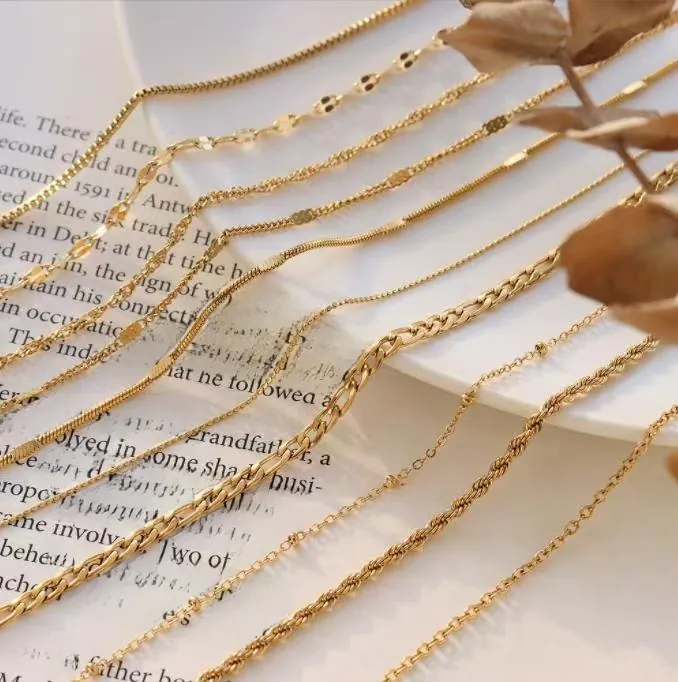 Chaîne de Collier en Acier Titane pour la Fabrication de Bijoux Minimaliste Plaqué Or Argent Chaîne Serpent Croix pour Hommes Femmes