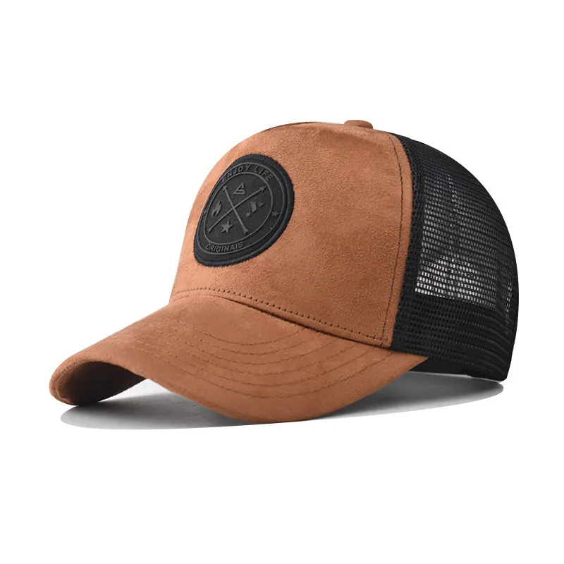 Trucker Hat Men Cotton Suede Mesh Breathable Adjustable Snapback Embroidery Patch Outdoor Casual Vintage Baseball Cap