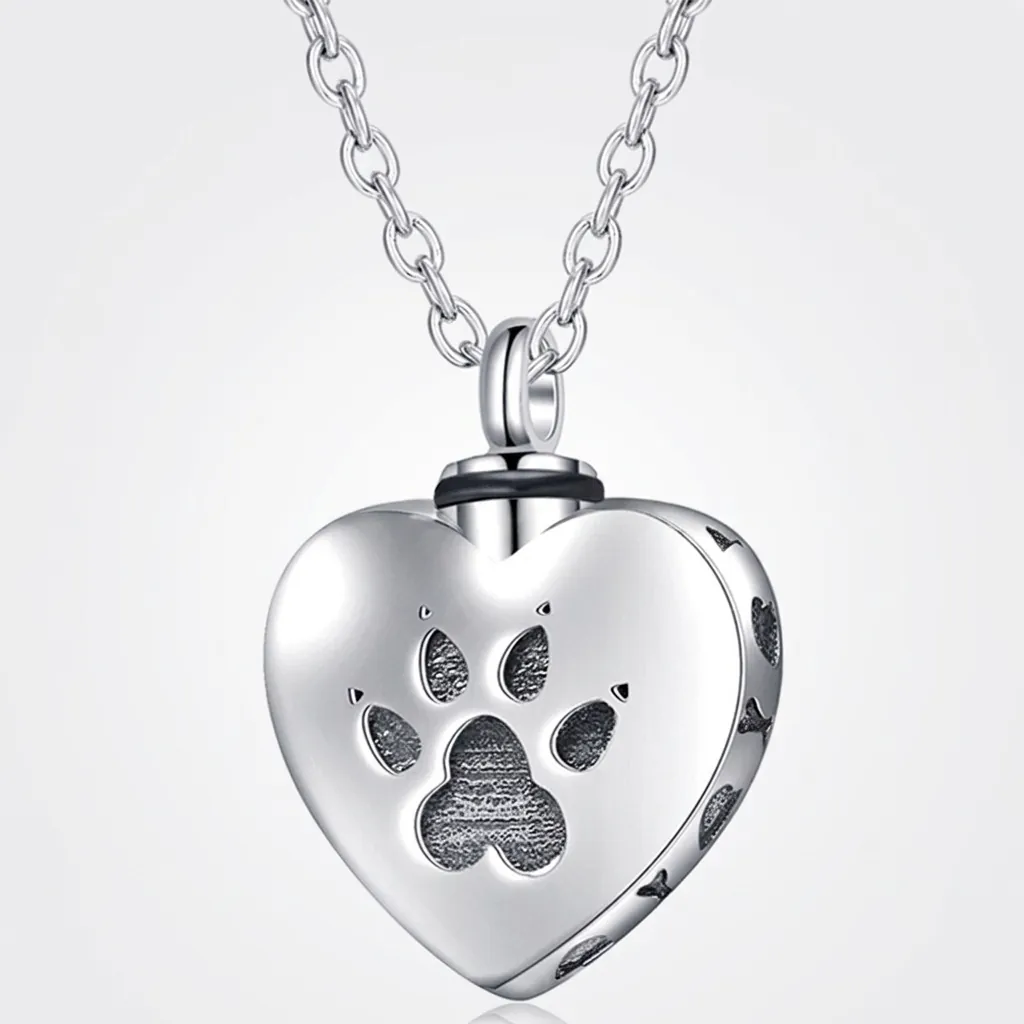 Herz Feuerbestattung Urne Halskette Edelstahl Gedenkanhänger Für Pet Asche Mit Pfotenabdruck Always In My Heart Schmuck