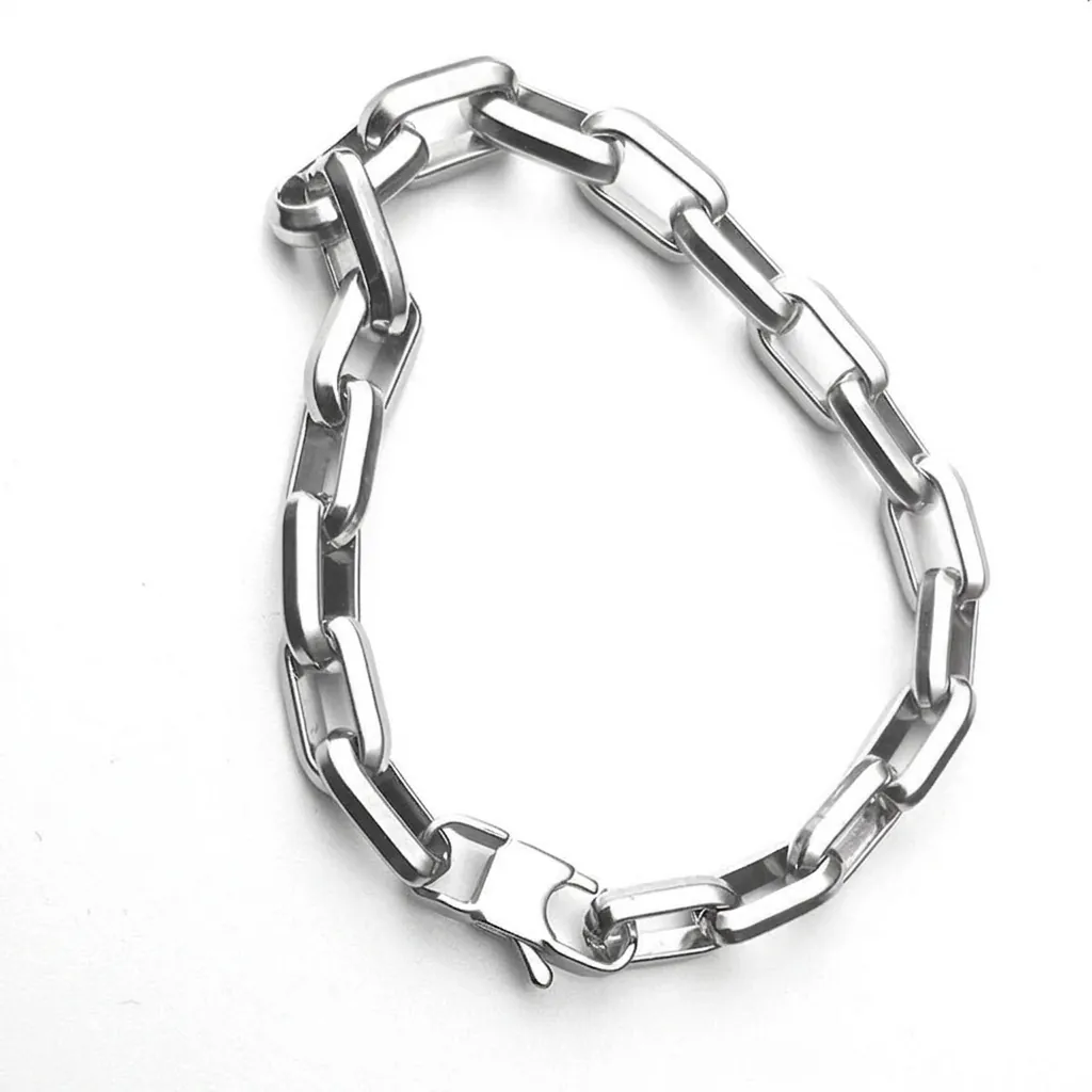 Cuban Chain Bracelet Titanium Steel Bold Geometric Rectangular Link Punk Hip Hop Jewelry For Men Unisex